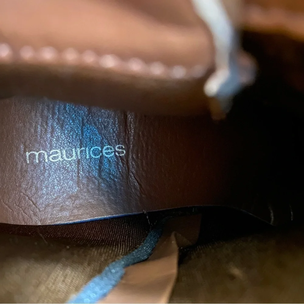 Maurices SuperCush Brown Tan Ankle Boots Booties w/ Buckle Accent Boho Size 7.5